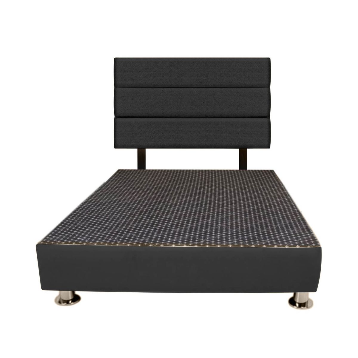 CAMA + CABECERA MOTY CON TELA ANTIFLUIDA DE QUEEN COLOR NEGRO - 1