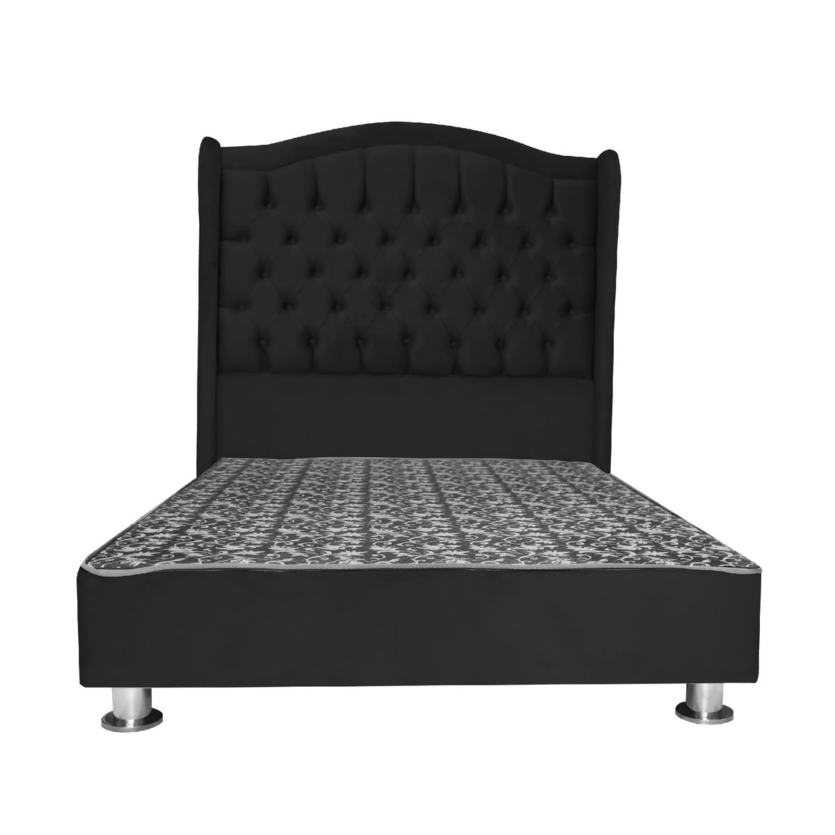 CAMA TAPIZADA PRINCESA QUEEN - COLOR NEGRO - 1
