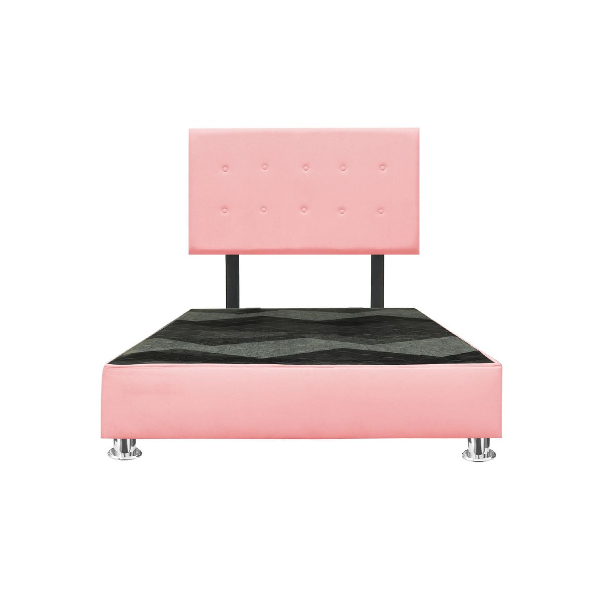 CAMA TAPIZADA LIMA KING 2 TARIMAS COLOR ROSADO - 1