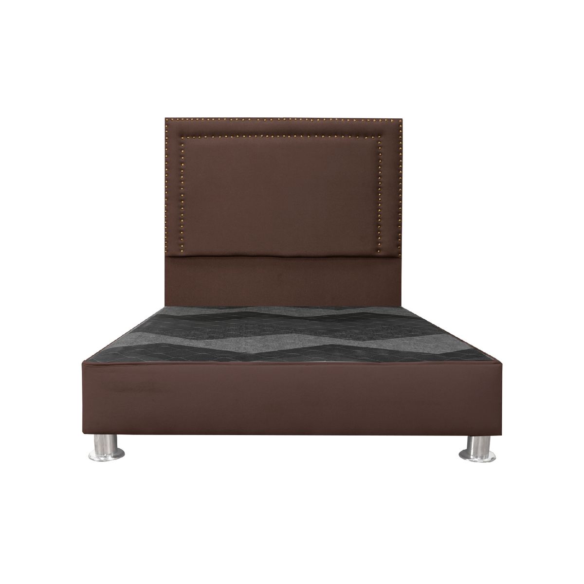 CAMA TAPIZADA PERLA - QUEEN - COLOR MARRÓN - 1