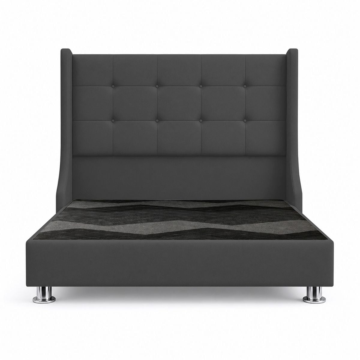 CAMA TAPIZADA DECO ATENAS KING 2 TARIMAS COLOR GRIS OSCURO - 1