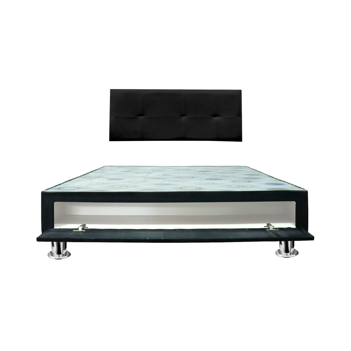 CAMA TAPIZADA BRISA CON SABANERA - QUEEN - COLOR NEGRO - 1