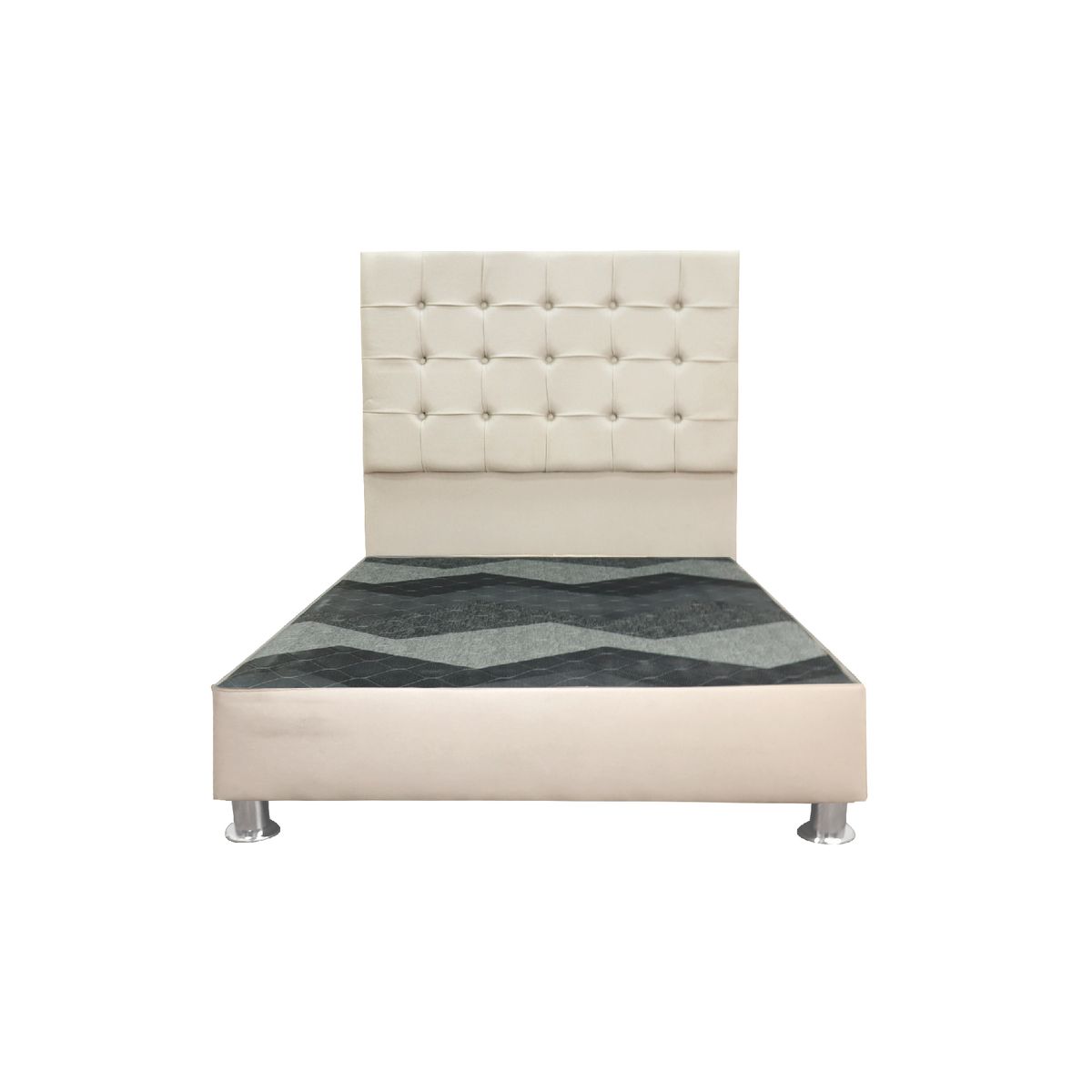 CAMA TAPIZADA MODENA - QUEEN - COLOR BEIGE CLARO - 1