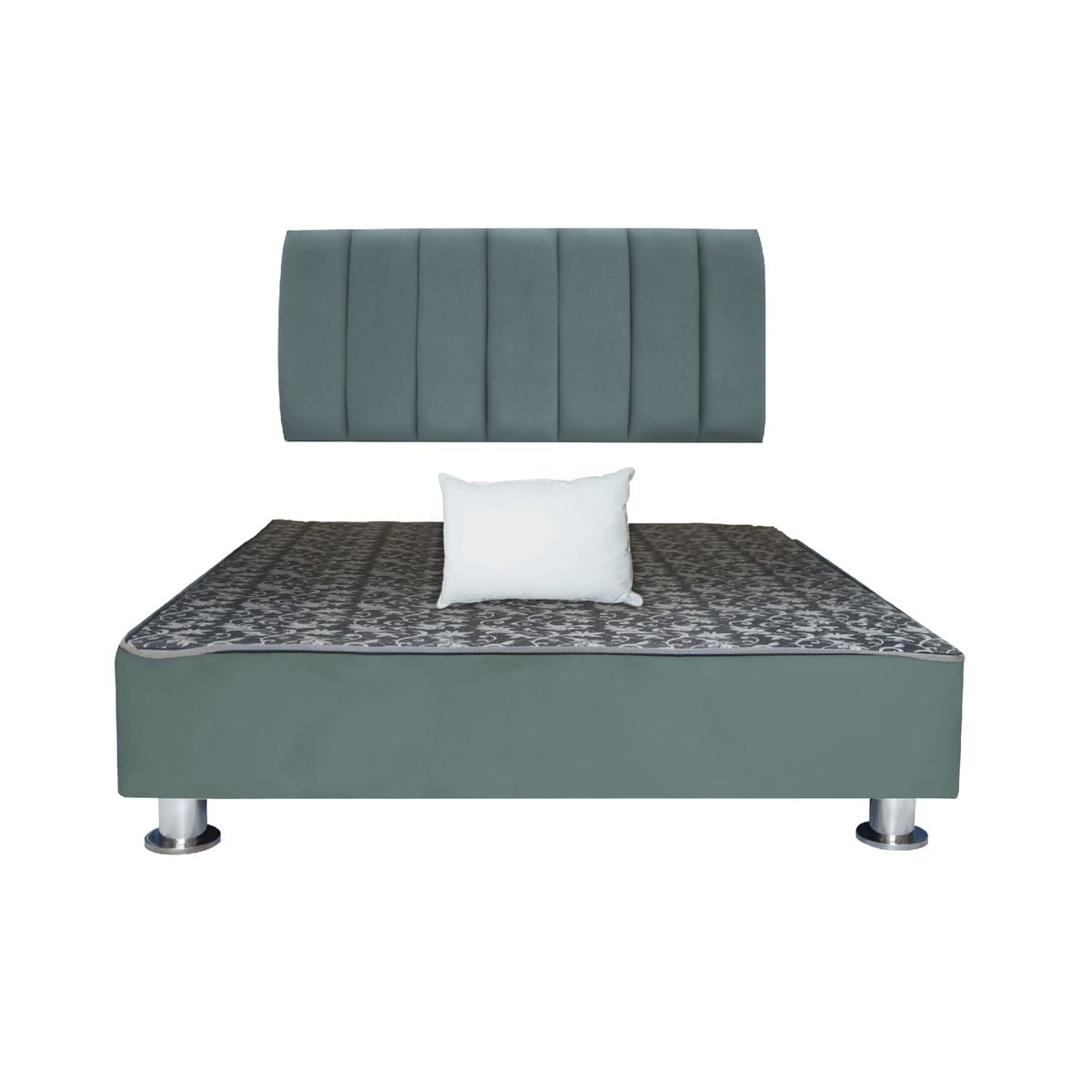CAMA TAPIZADA AUREA + ALMOHADA - QUEEN - COLOR GRIS OSCURO - 1