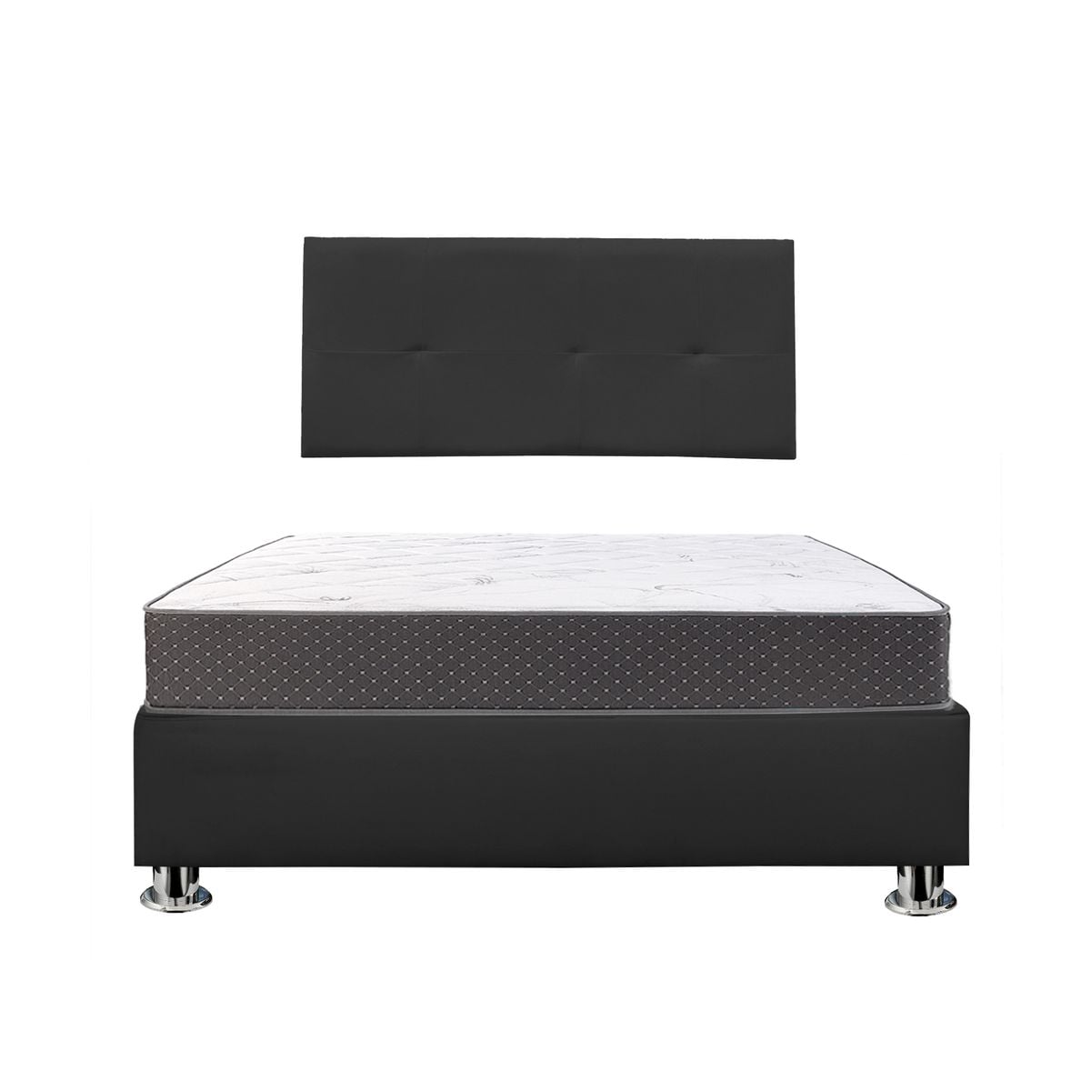 COMBO CAMA TAPIZADA BRISA + COLCHÓN SEMIORTOPÉDICO - QUEEN NEGRO - 1