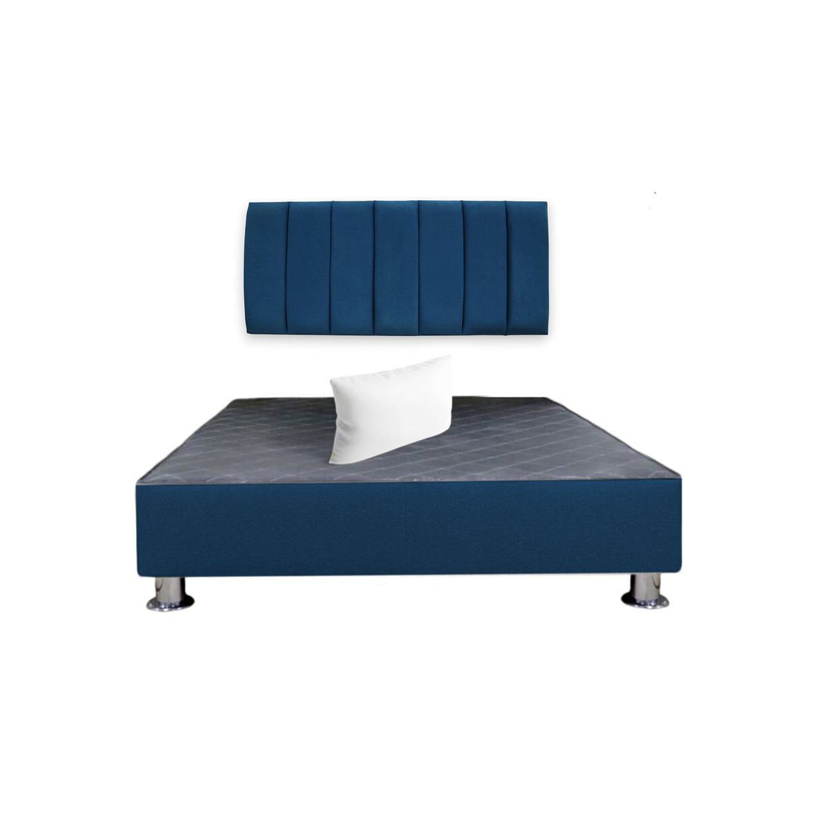 CAMA TAPIZADA AUREA + ALMOHADA - KING PLZ - COLOR AZUL - 1