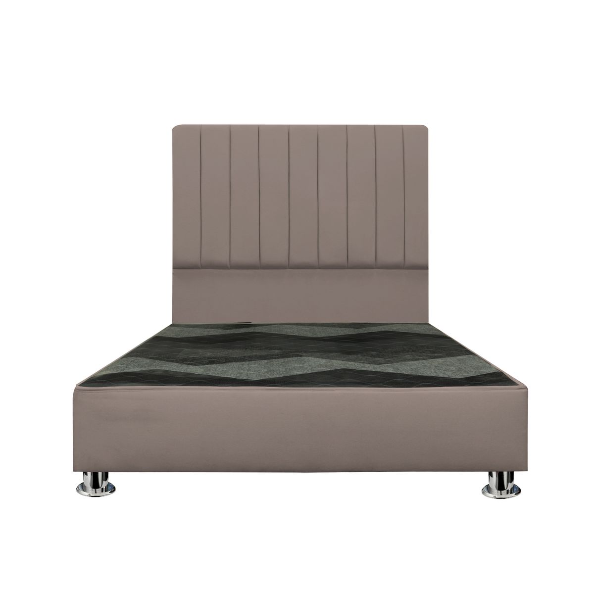 COMBO CAMA TAPIZADA CALISIA BEIGE OSCURO -2 PLZ+COLCHÓN SEMIORTOPÉDICO - 1