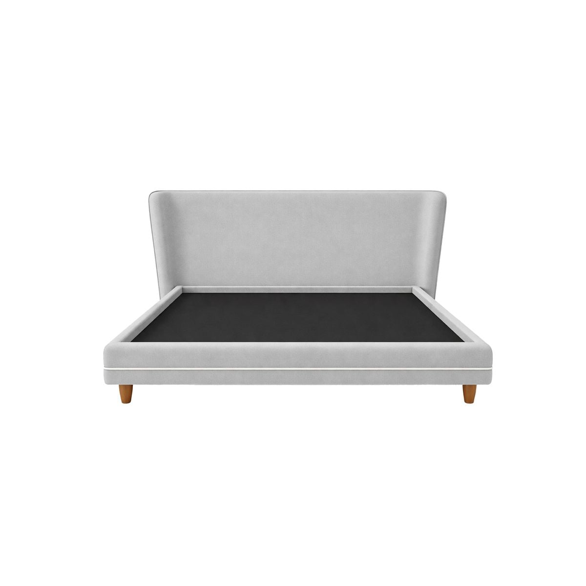 CAMA TAPIZADA EMA CON FRANJA DECORATIVA - QUEEN 2 PIEZAS - GRIS CLARO - 1