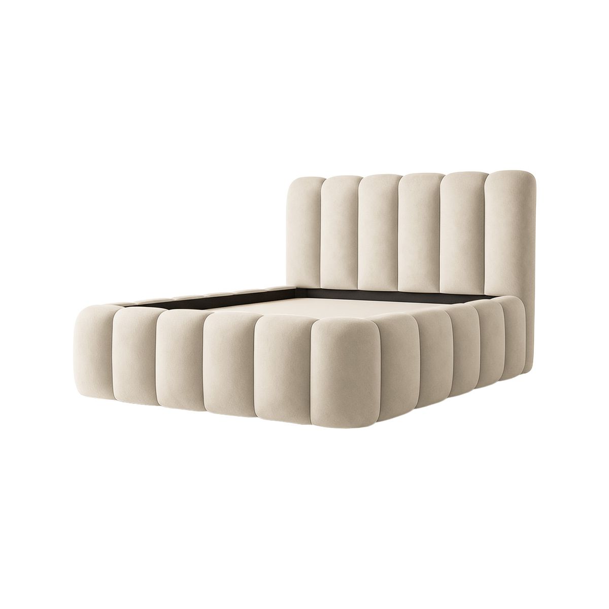CAMA TAPIZADA NATURA - QUEEN - BEIGE CLARO - 1