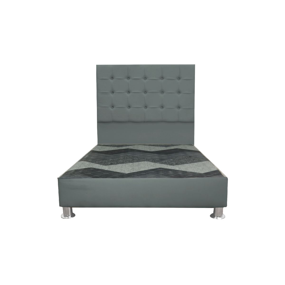 CAMA TAPIZADA MODENA KING 2 TARIMAS COLOR GRIS OSCURO - 1