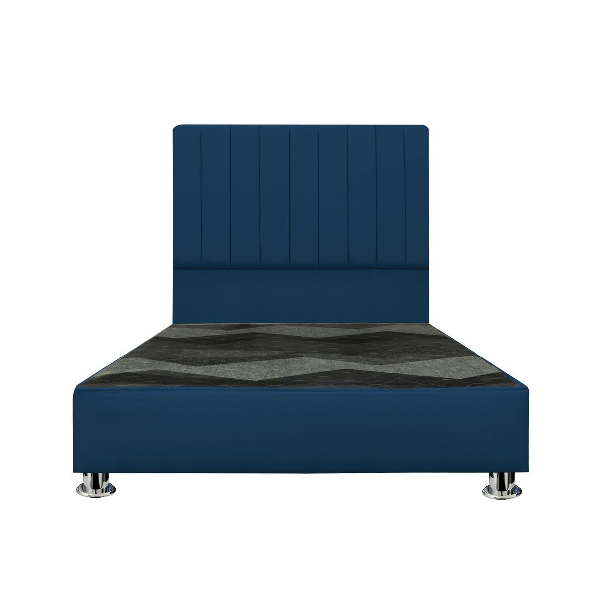 COMBO CAMA TAPIZADA CALISIA AZUL - QUEEN PLZ+COLCHÓN SEMIORTOPÉDICO - 1