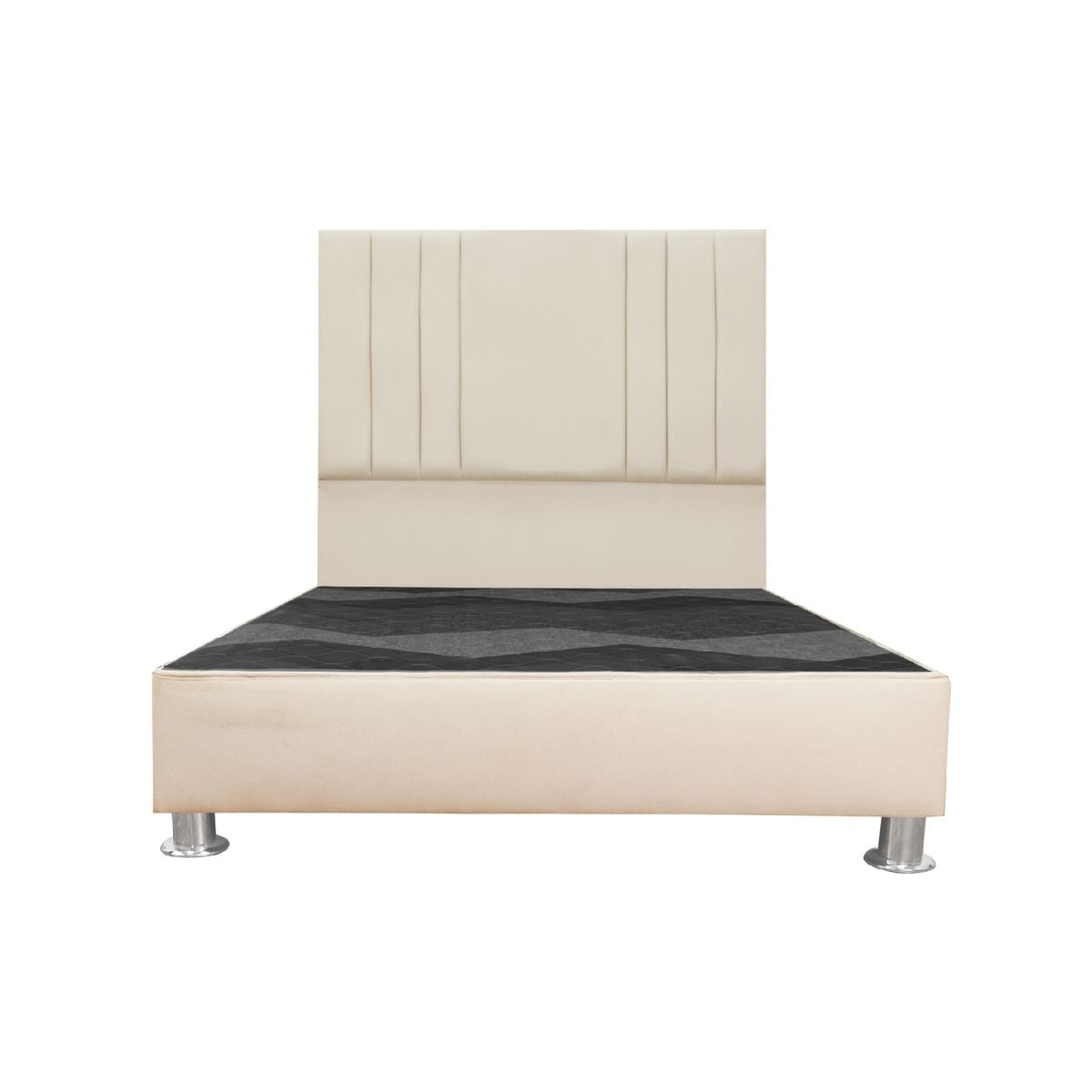 CAMA TAPIZADA ALESSIA - QUEEN - COLOR BEIGE CLARO - 1