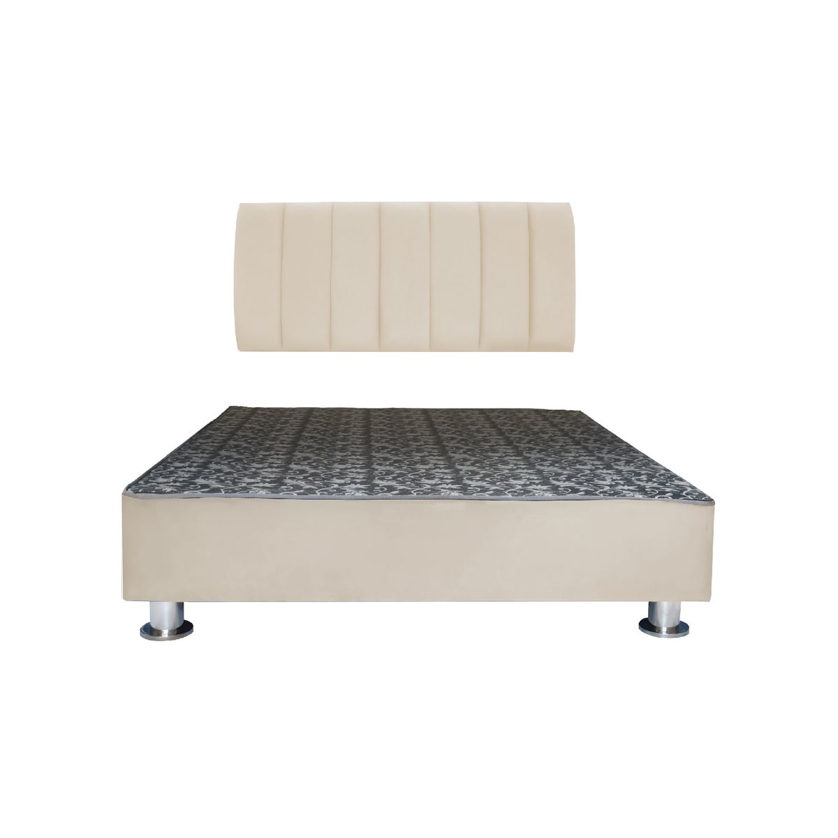 CAMA TAPIZADA AUREA + ALMOHADA - KING 2 TARIMAS - COLOR BEIGE CLARO - 1