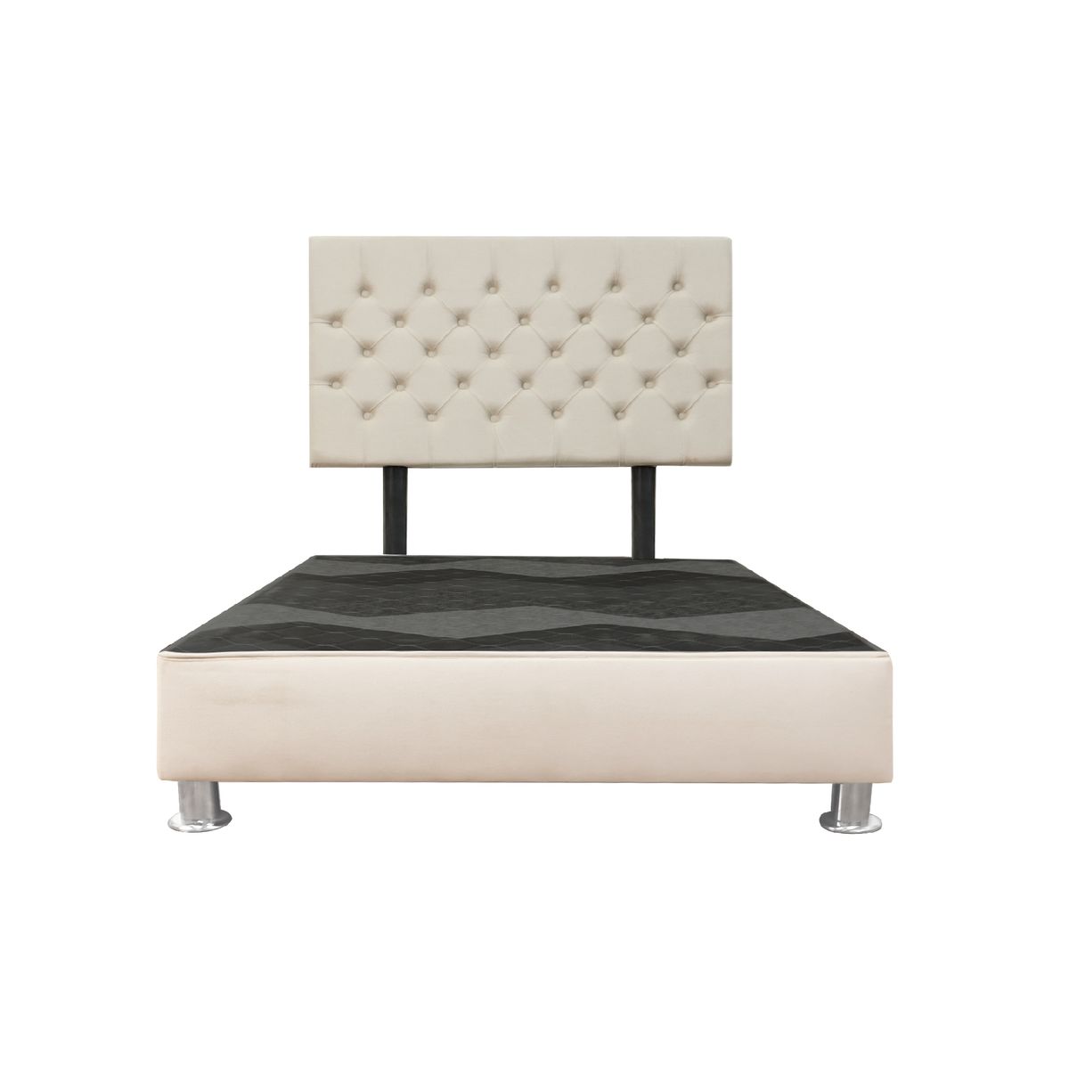 CAMA TAPIZADA VERONA KING 2 TARIMAS COLOR BEIGE CLARO - 1