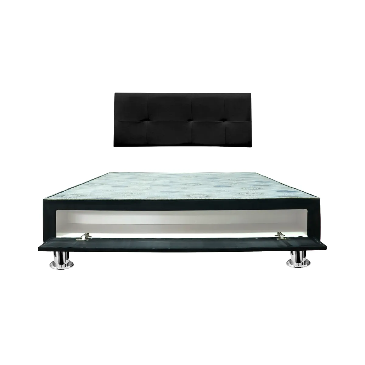 CAMA TAPIZADA BRISA CON SABANERA - KING 2 TARIMAS - COLOR NEGRO - 1