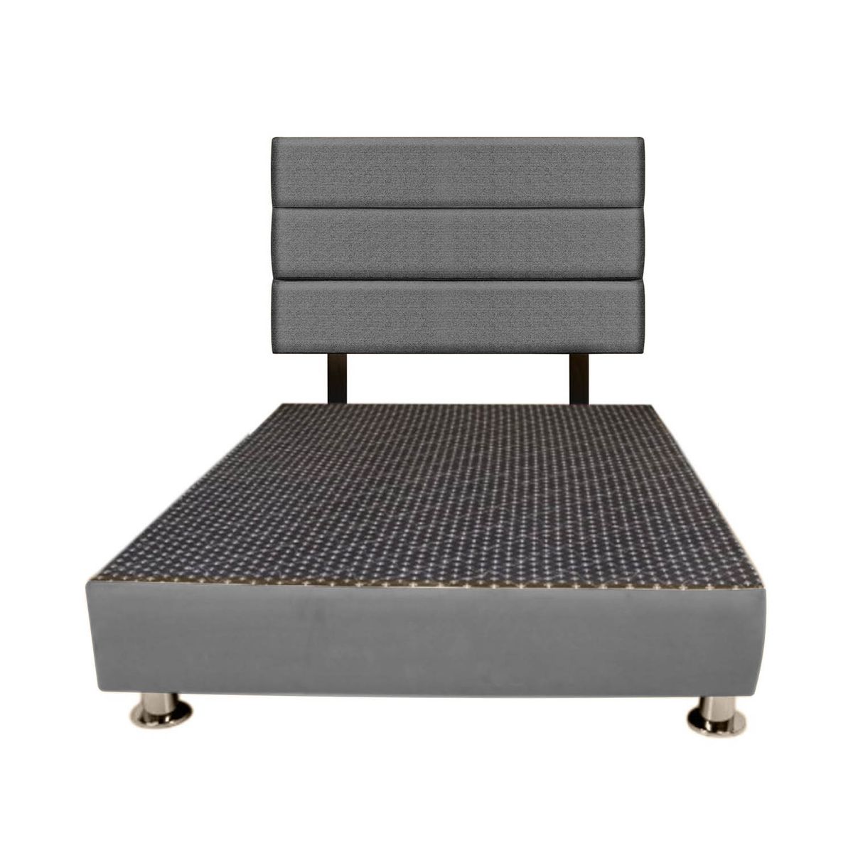 CAMA + CABECERA MOTY CON TELA ANTIFLUIDA KING COLOR GRIS OSCURO - 1