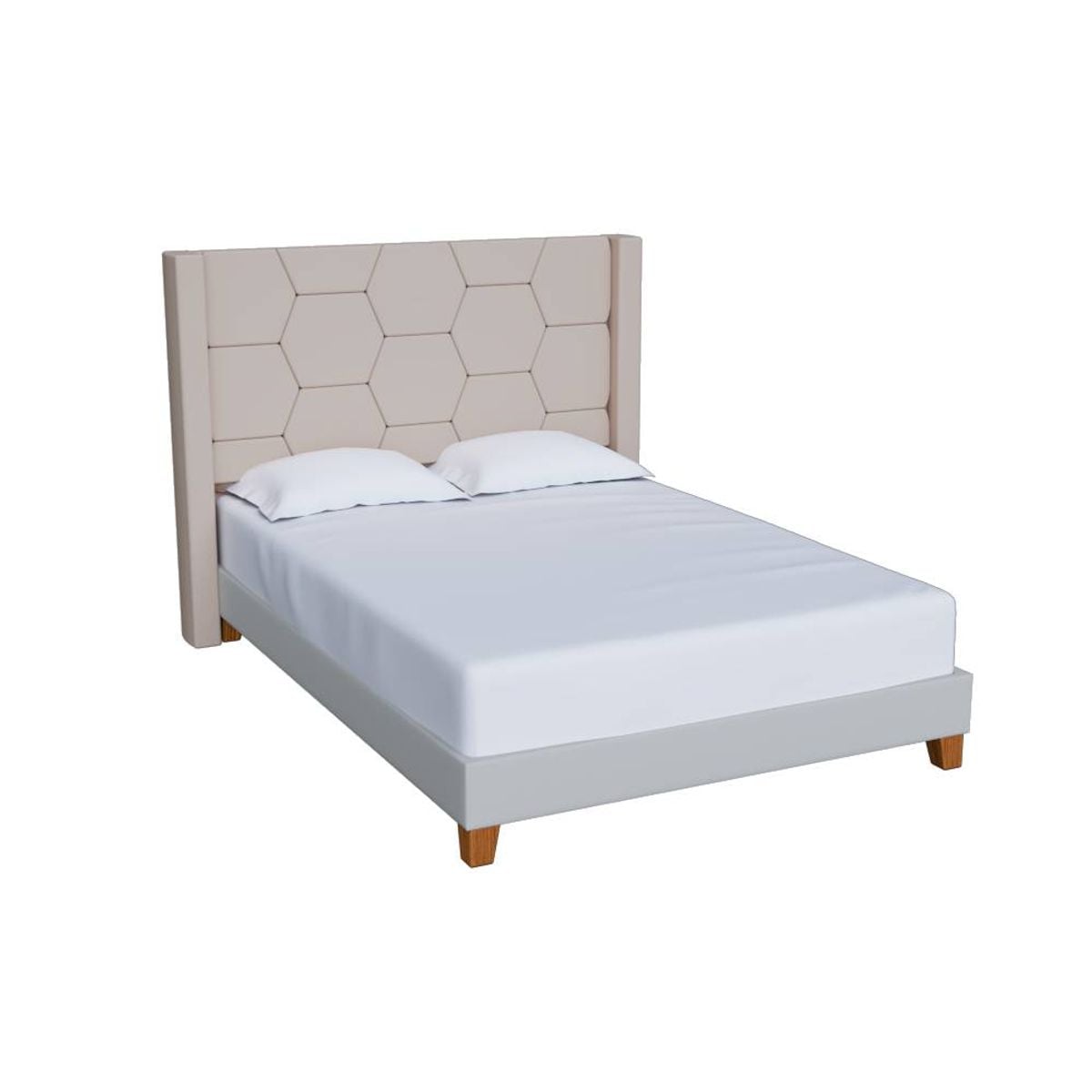 CAMA TAPIZADA NUREI GRIS CLARO KING - 1