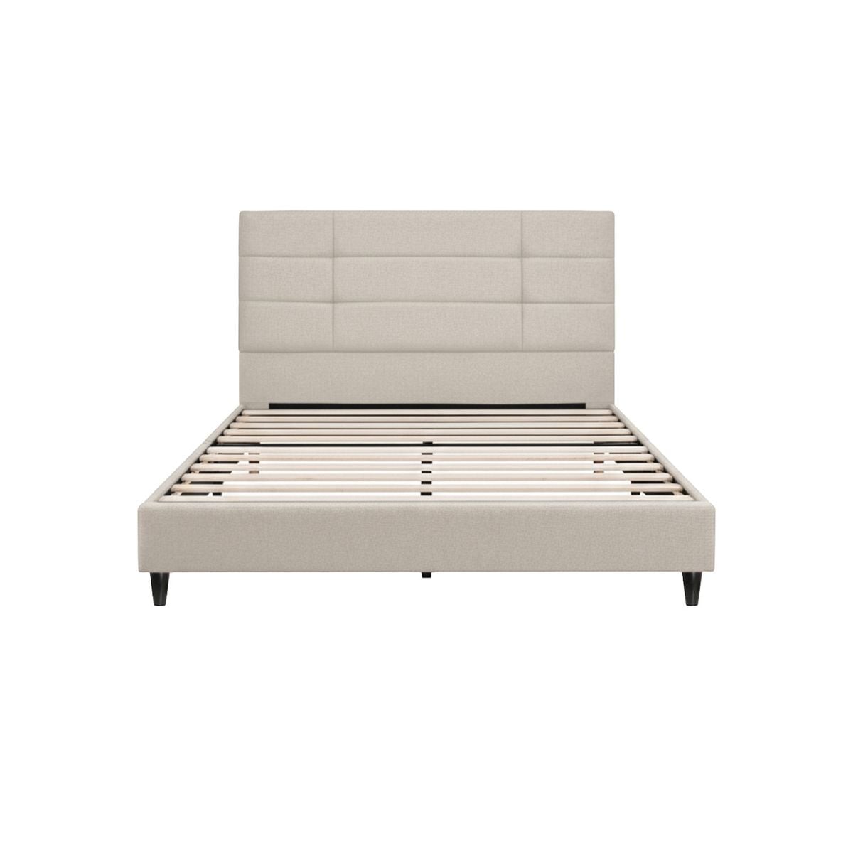 CAMA TAPIZADA CASEL - QUEEN - BEIGE CLARO - 1