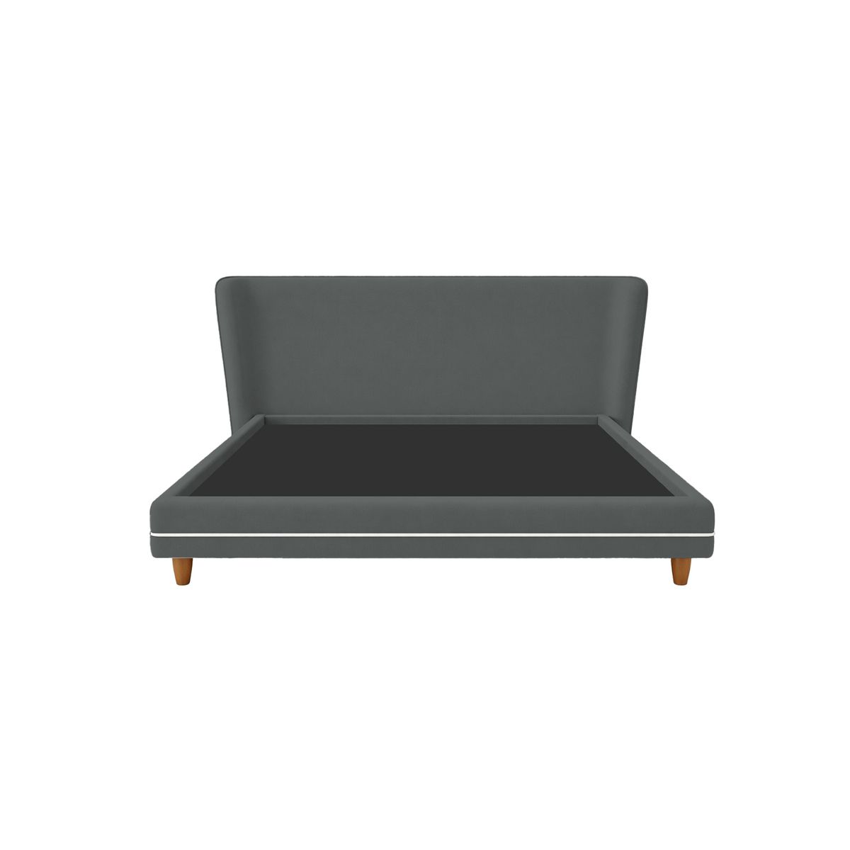 CAMA TAPIZADA EMA CON FRANJA DECORATIVA - KING 2 PIEZAS - GRIS OSCURO - 1