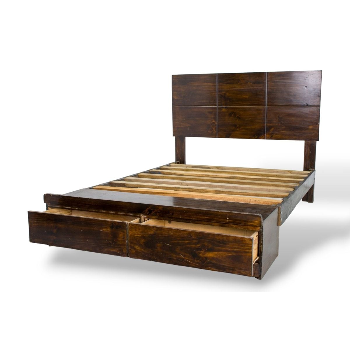 CAMA SABANERA DE MADERA PINO COLOR NOGAL CON CAJONES 1.5 PLZ - 1