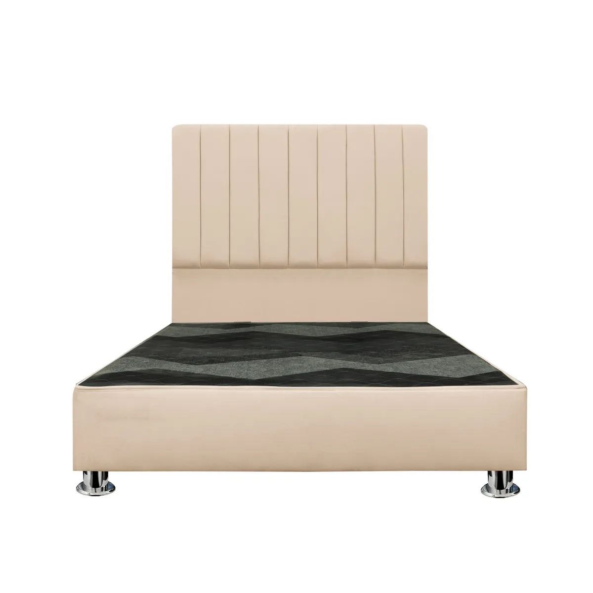 CAMA TAPIZADA CALISIA - QUEEN - COLOR BEIGE CLARO - 1