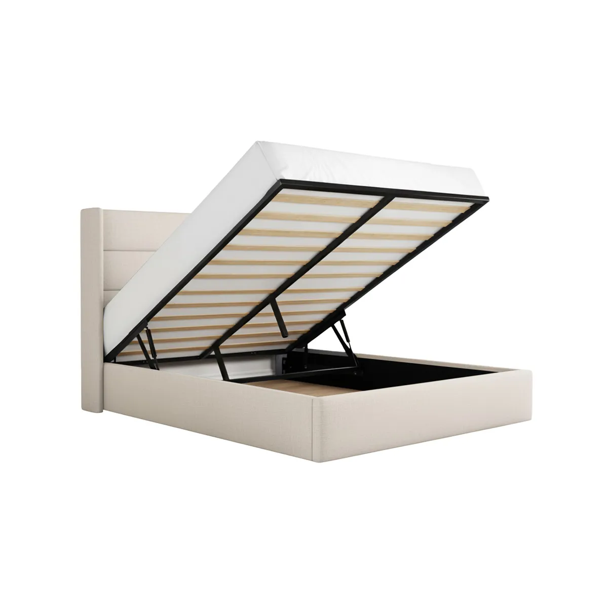 CAMA TAPIZADA AILE - QUEEN - BEIGE CLARO - 1