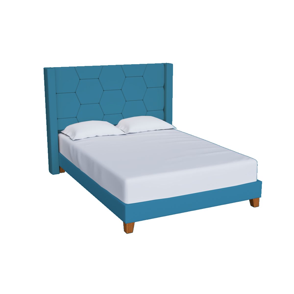 CAMA TAPIZADA NUREI AZUL QUEEN - 1
