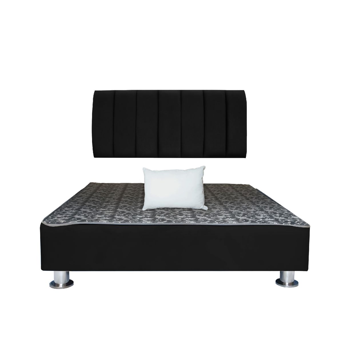 CAMA TAPIZADA AUREA + ALMOHADA - KING - COLOR NEGRO - 1