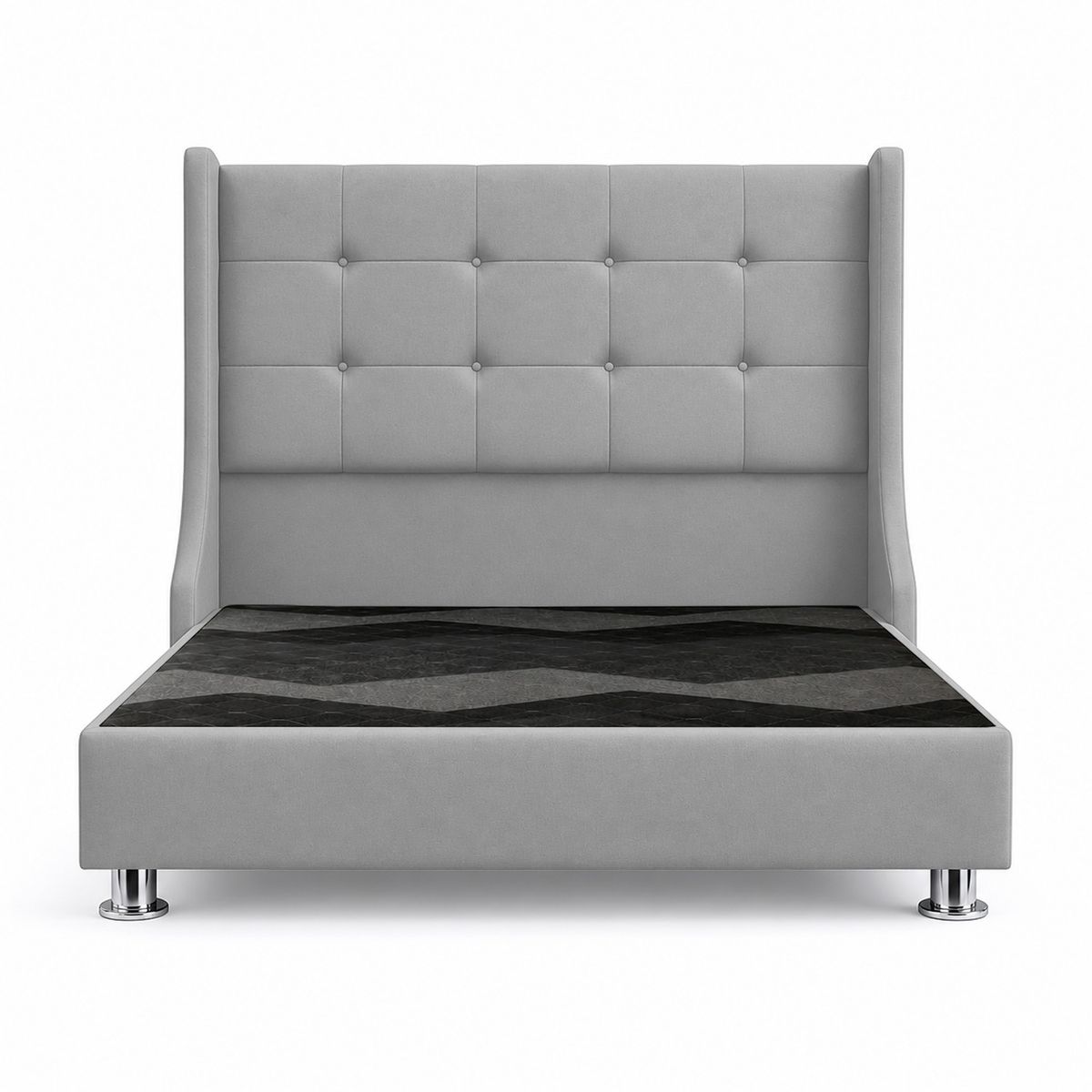 COMBO CAMA TAPIZADA ATENAS - 2 PLZ - GRIS CLARO+COLCHÓN SEMIORTOPÉDICO - 1