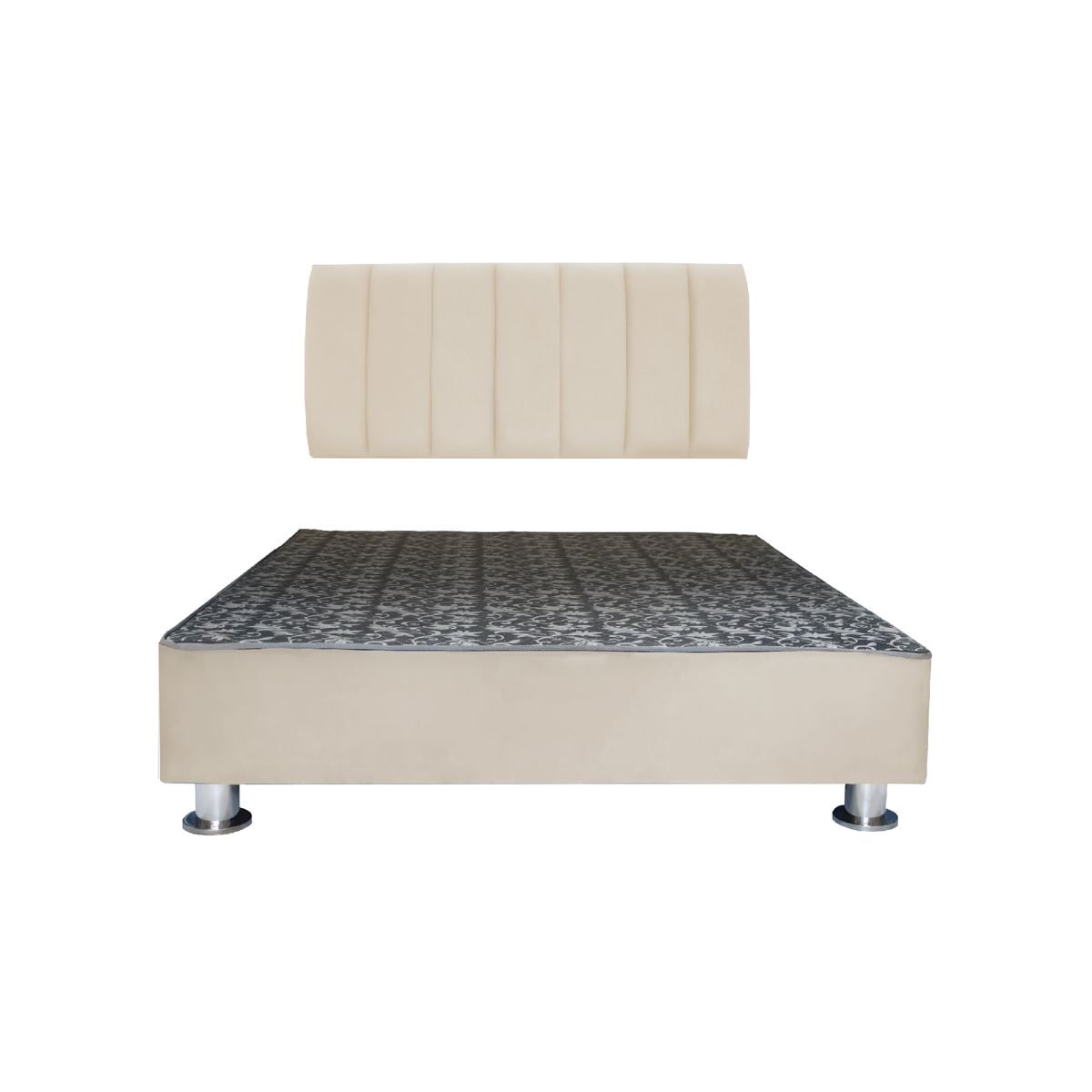 CAMA TAPIZADA AUREA + ALMOHADA - QUEEN - COLOR BEIGE CLARO - 1