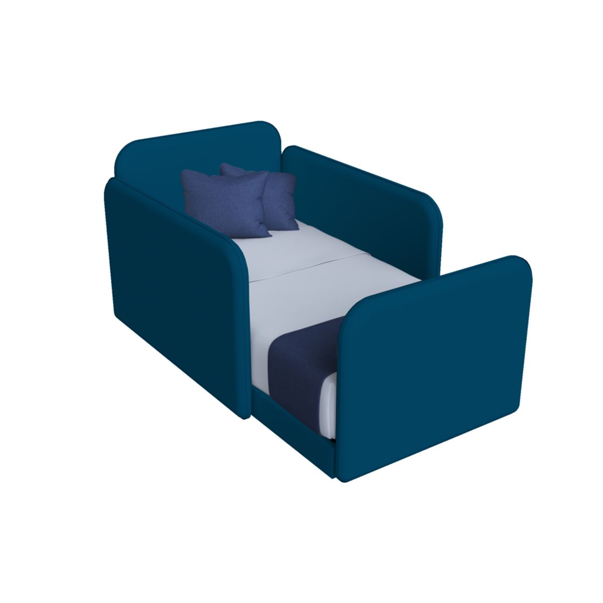 CAMA MONTESSORI TAPIZADA EVOLUTIVA DESARMABLE DE 15PLZ AZUL ANTIFLUIDO - 1