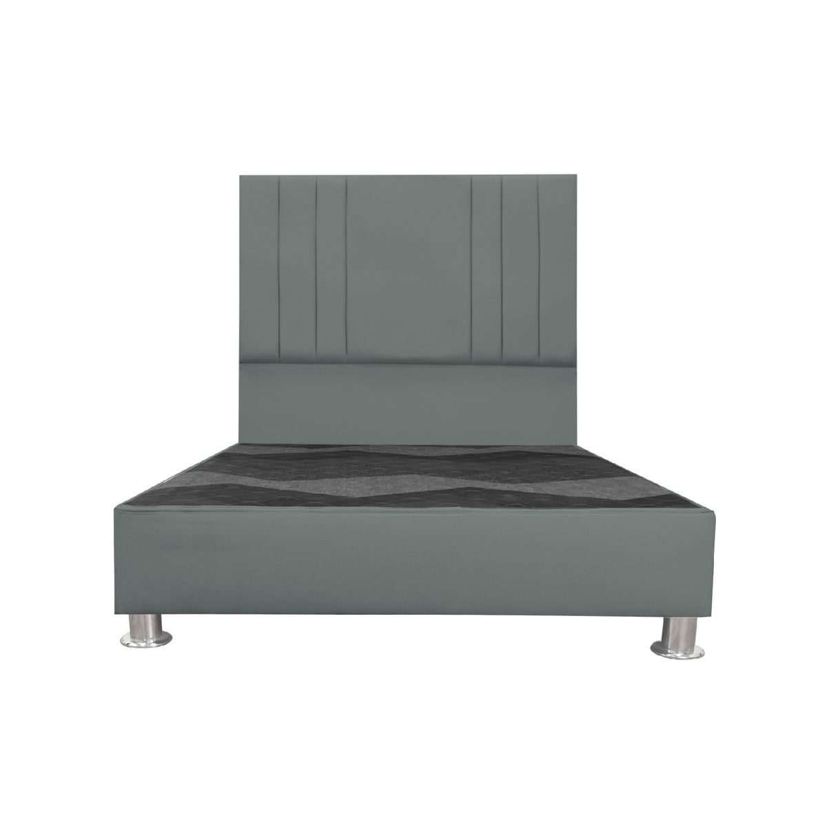 CAMA TAPIZADA ALESSIA KING 2 TARIMAS COLOR GRIS OSCURO - 1
