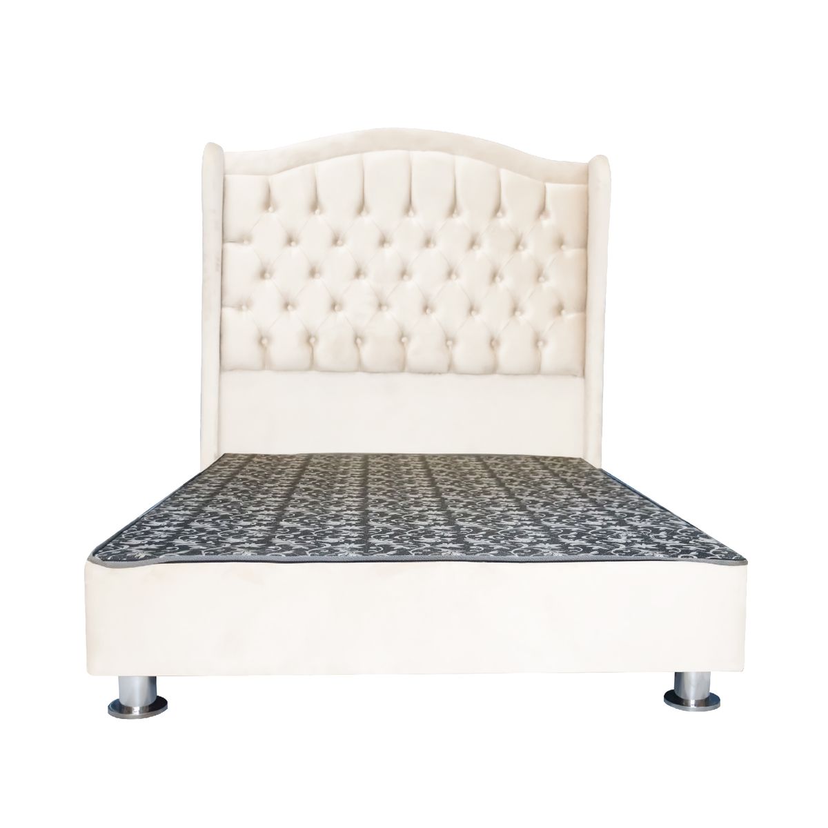 CAMA TAPIZADA PRINCESA KING 2 TARIMAS - COLOR BEIGE CLARO - 1