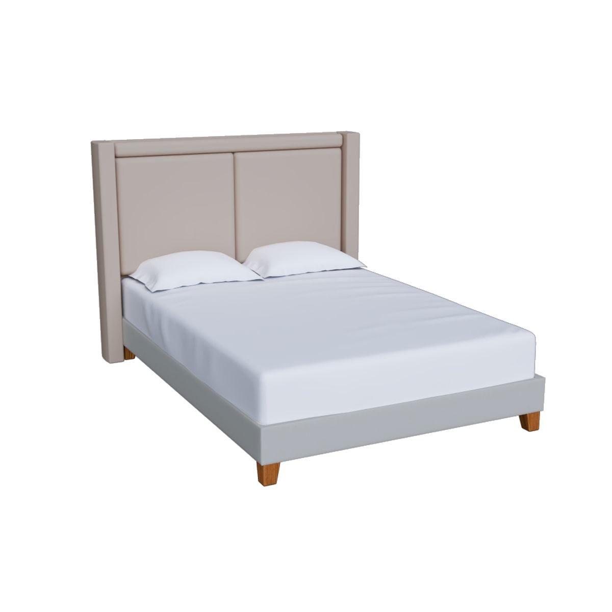 CAMA TAPIZADA ZAIRON GRIS CLARO QUEEN - 1