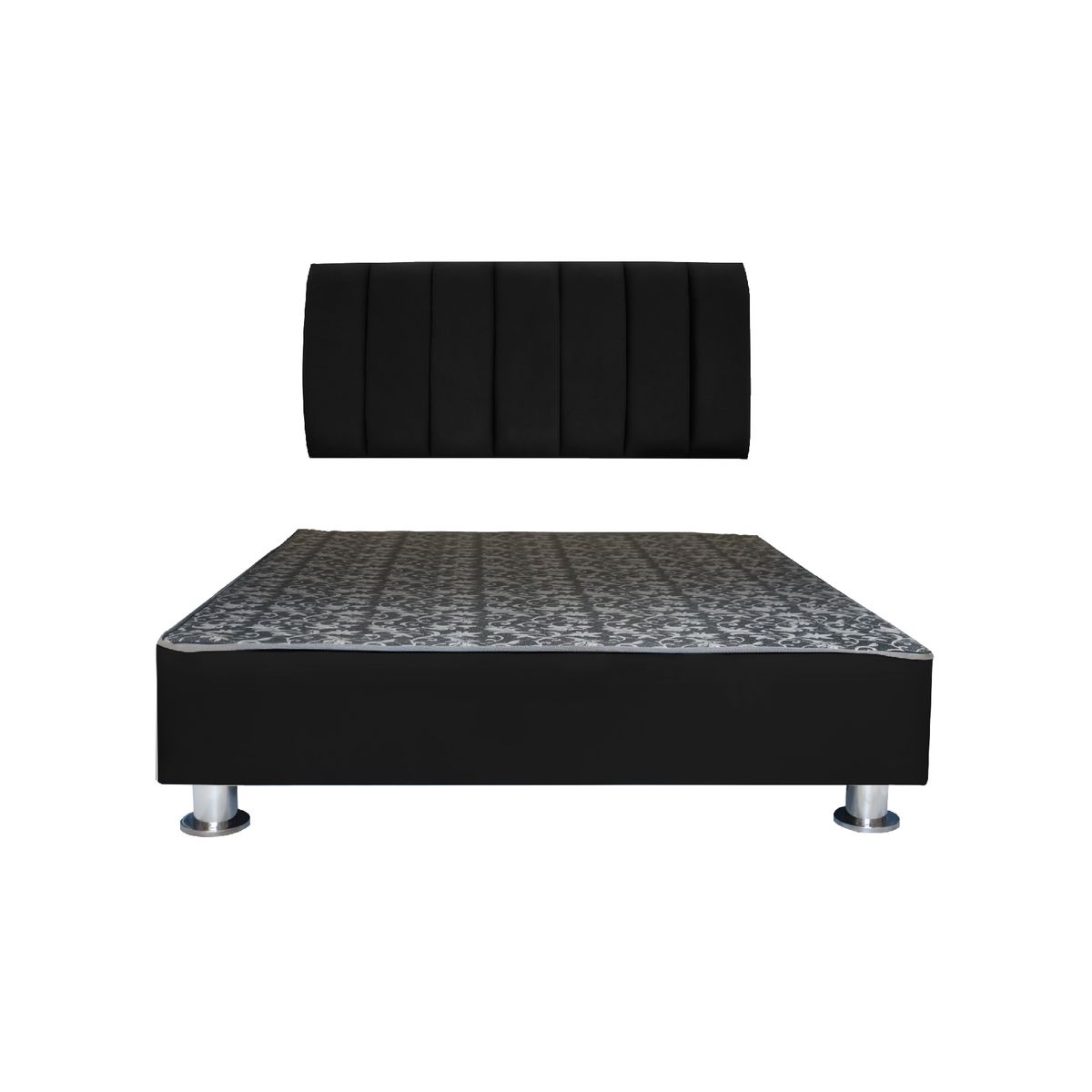 CAMA TAPIZADA AUREA + ALMOHADA - QUEEN - COLOR NEGRO - 1