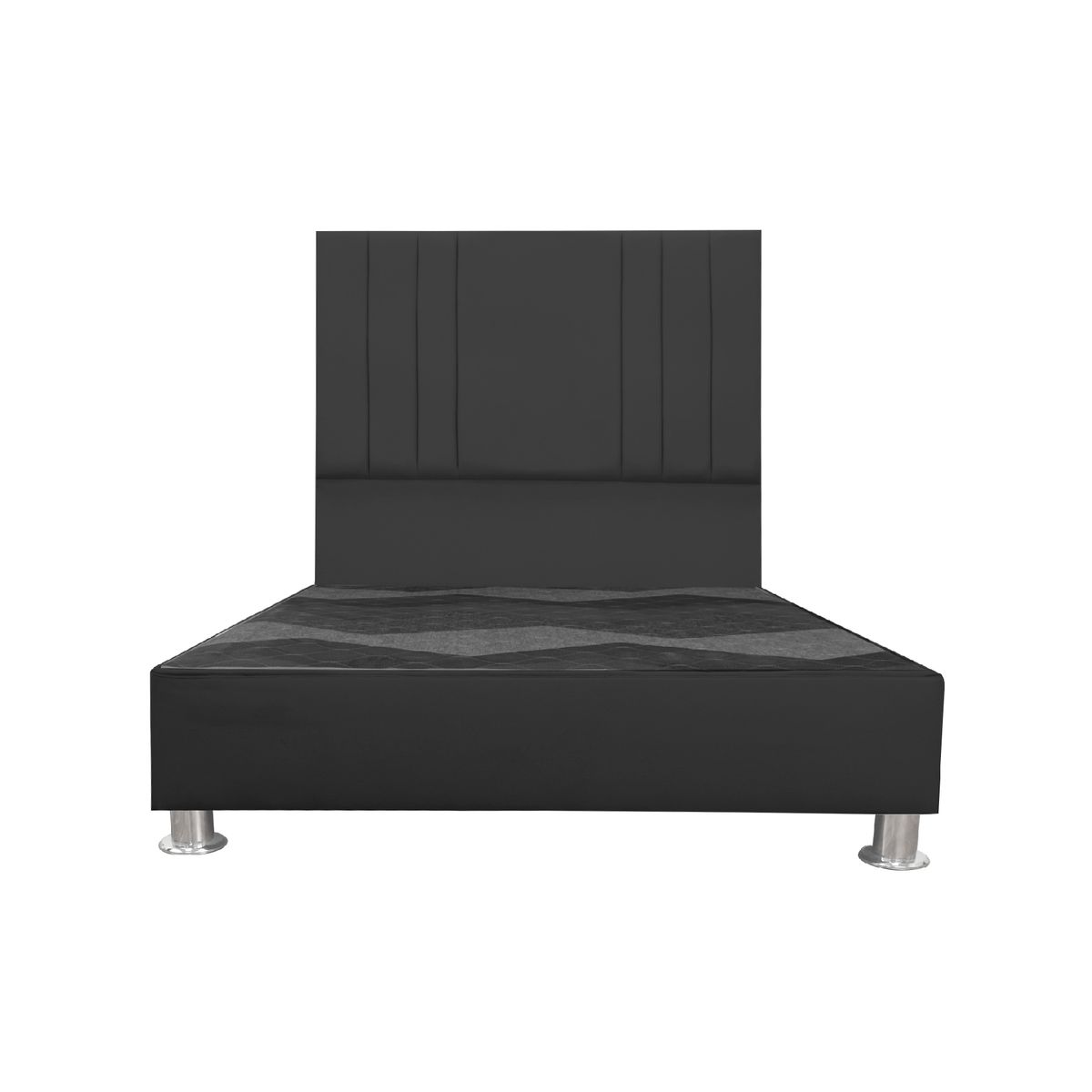 CAMA TAPIZADA ALESSIA KING 2 TARIMAS COLOR NEGRO - 1