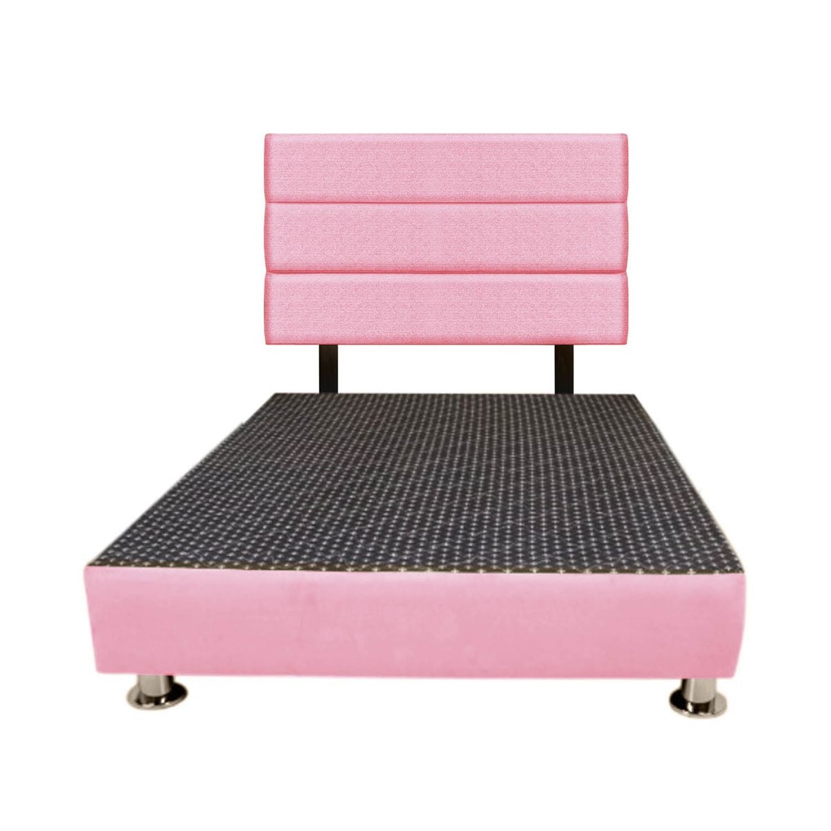 CAMA + CABECERA MOTY CON TELA ANTIFLUIDA DE QUEEN COLOR ROSADO - 1