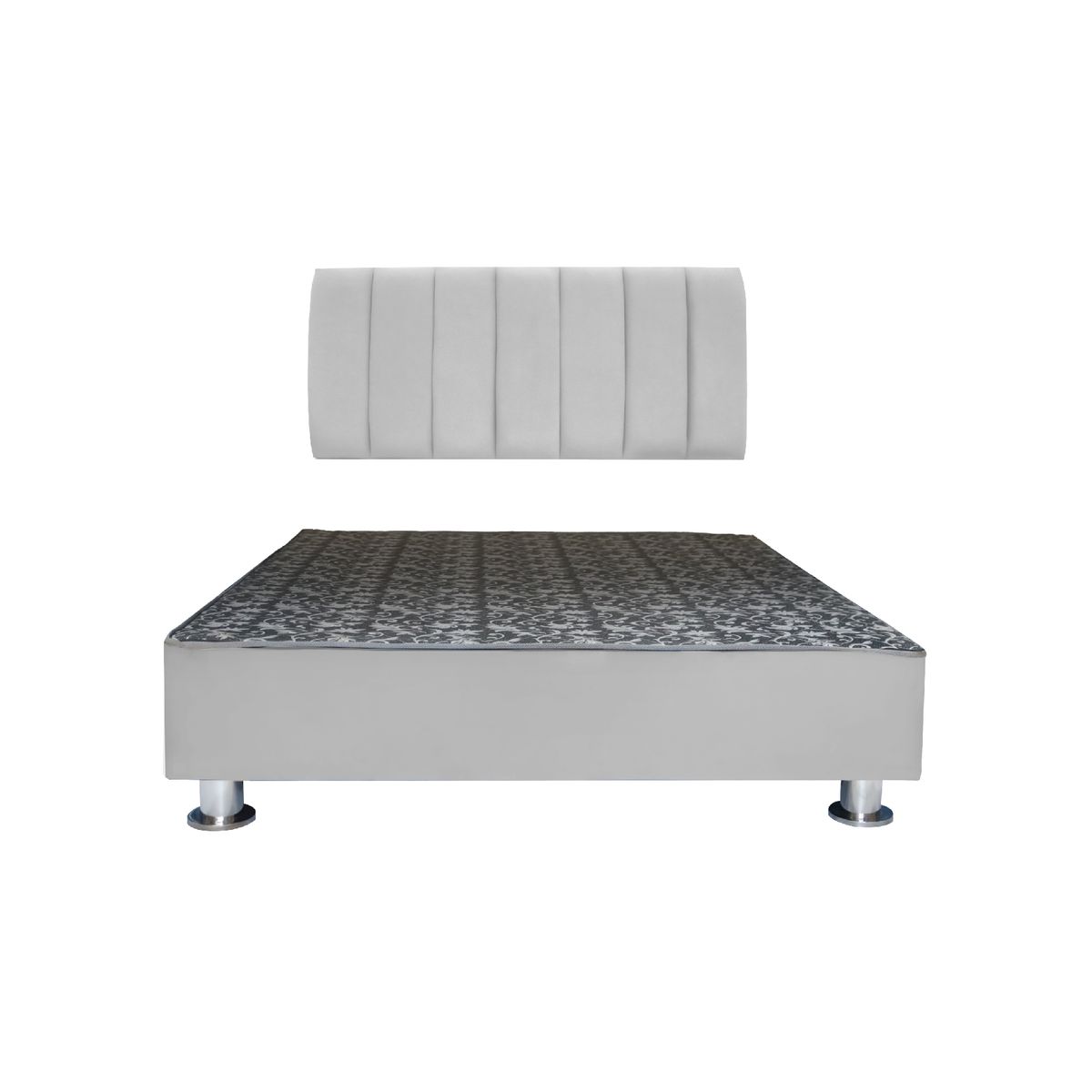 CAMA TAPIZADA AUREA + ALMOHADA - KING 2 TARIMAS - COLOR GRIS CLARO - 1