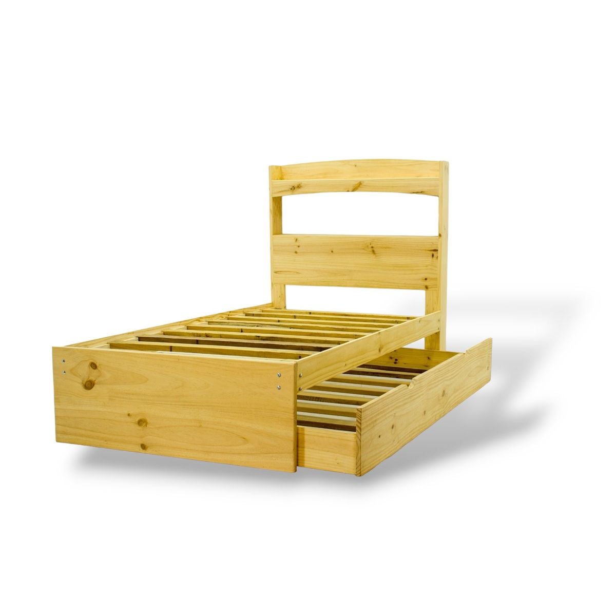 CAMA DE MADERA PINO + AUXILIAR MODELO LIMA 1.5 PLZ - 1