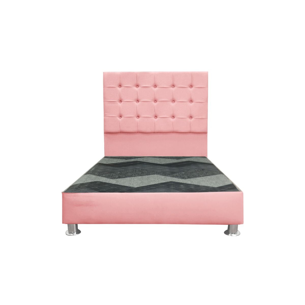 CAMA TAPIZADA MODENA - QUEEN - COLOR ROSADO - 1