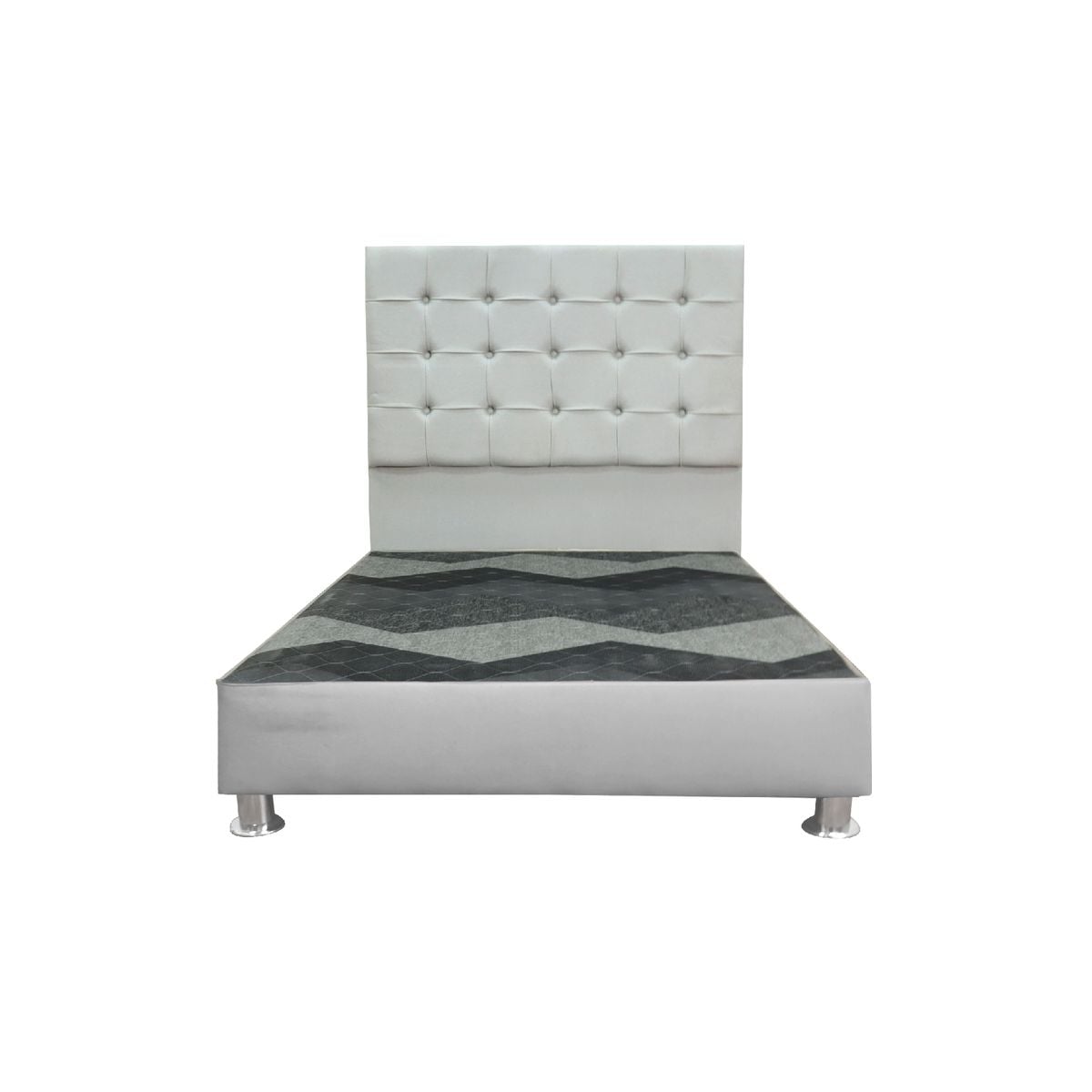 CAMA TAPIZADA MODENA - QUEEN - COLOR GRIS CLARO - 1