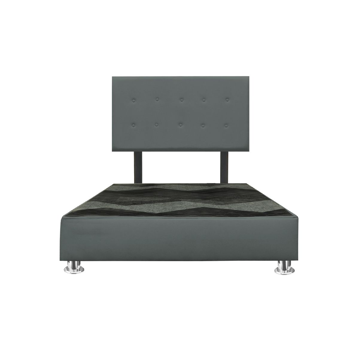CAMA TAPIZADA LIMA KING 2 TARIMAS COLOR GRIS OSCURO - 1