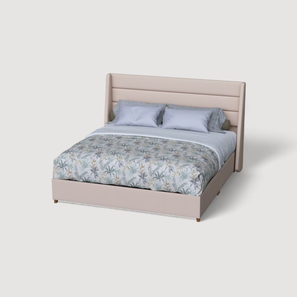 CAMA TAPIZADA ESTOCOLMO PREMIUM KING COLOR BEIGE TELA ANTIFLUIDO - 1