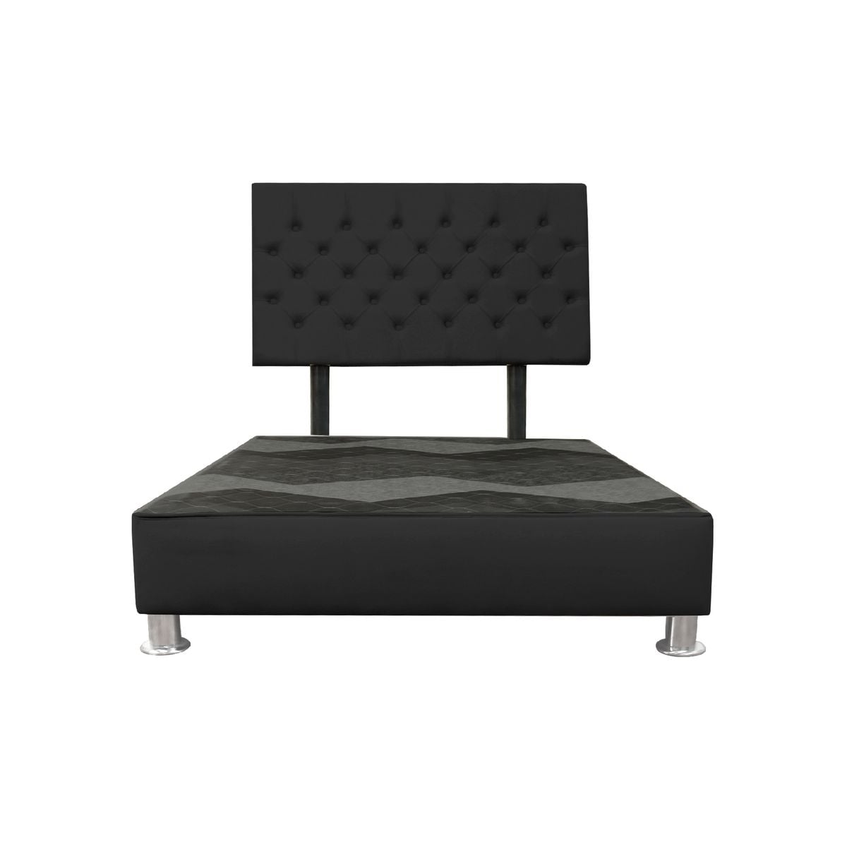 CAMA TAPIZADA VERONA KING 2 TARIMAS COLOR NEGRO - 1