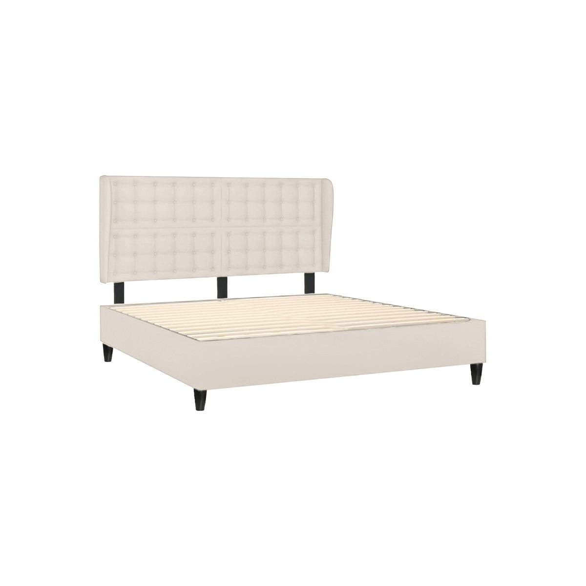 CAMA TAPIZADA MAR - KING 2 PIEZAS - BEIGE CLARO - 1