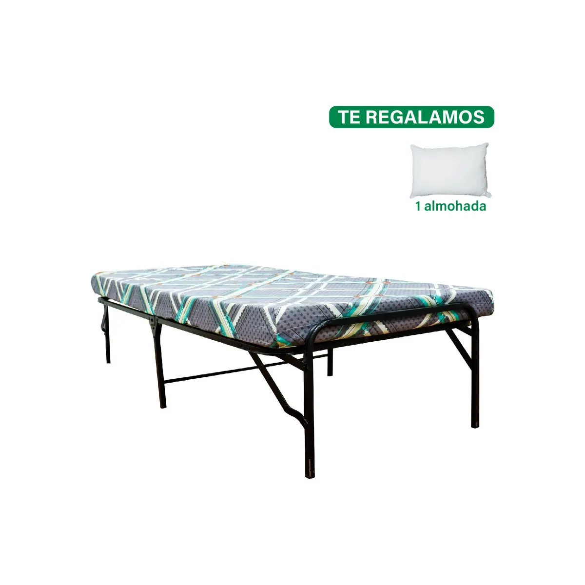 CAMA PLEGABLE 1.5PLZ CON COLCHÓN 4' + ALMOHADA - 1