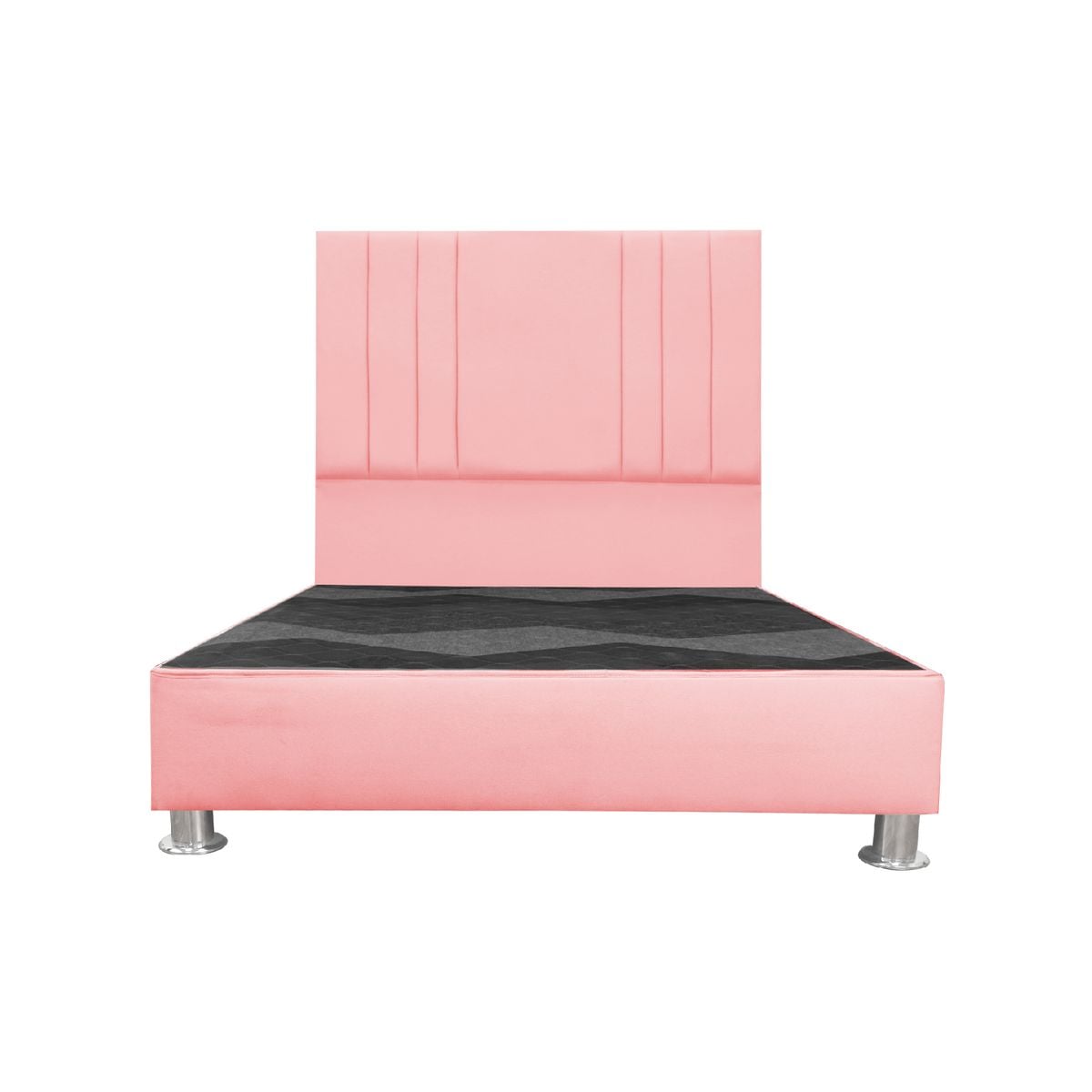 CAMA TAPIZADA ALESSIA KING 2 TARIMAS COLOR ROSADO - 1