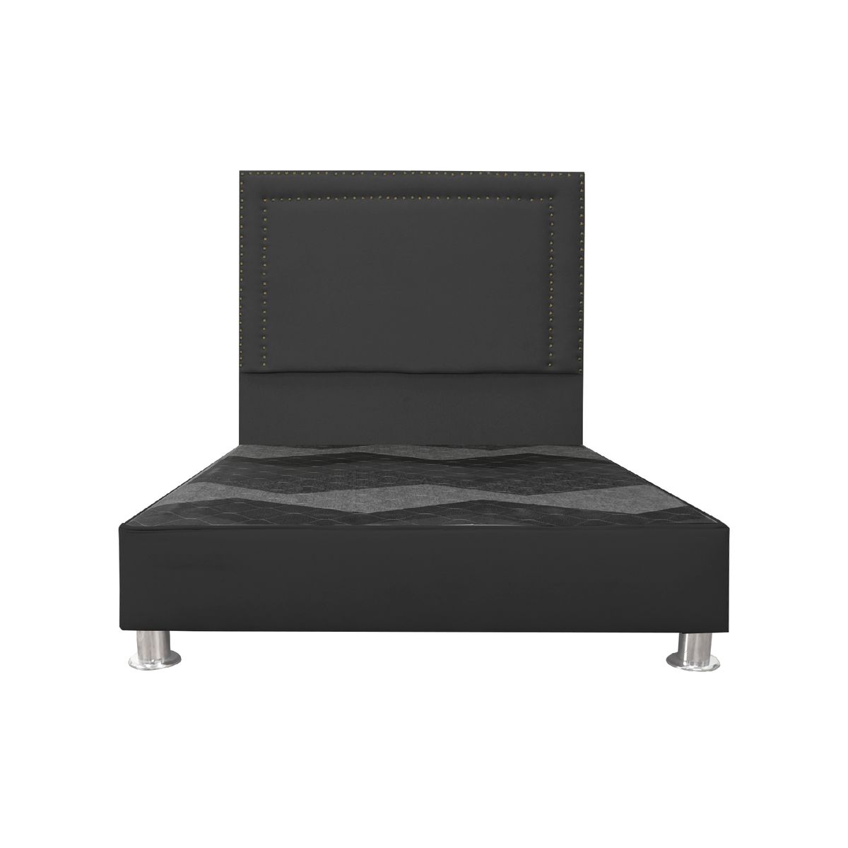 CAMA TAPIZADA PERLA - QUEEN - COLOR NEGRO - 1