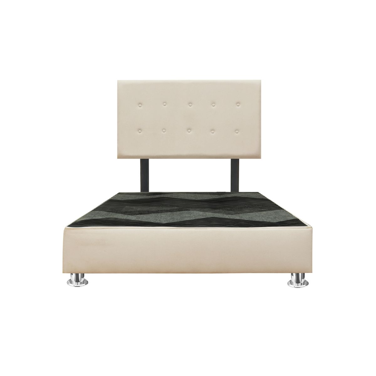CAMA TAPIZADA LIMA - QUEEN - COLOR BEIGE CLARO - 1