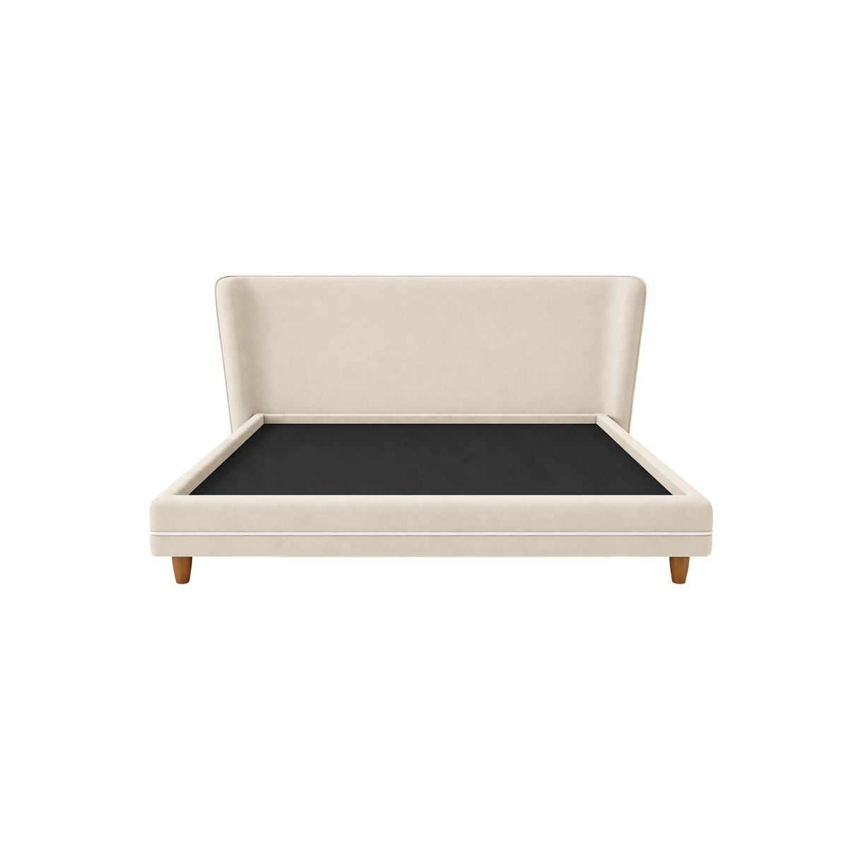 CAMA TAPIZADA EMA CON FRANJA DECORATIVA - QUEEN 2 PIEZAS - BEIGE CLARO - 1